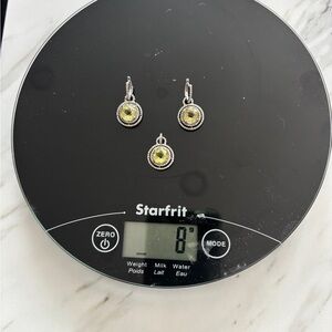 Yellow Crystal Drop Earring and Pendant Set - Women's Jewelry